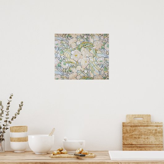 Alphonse Mucha Peonies Poster (Keuken)