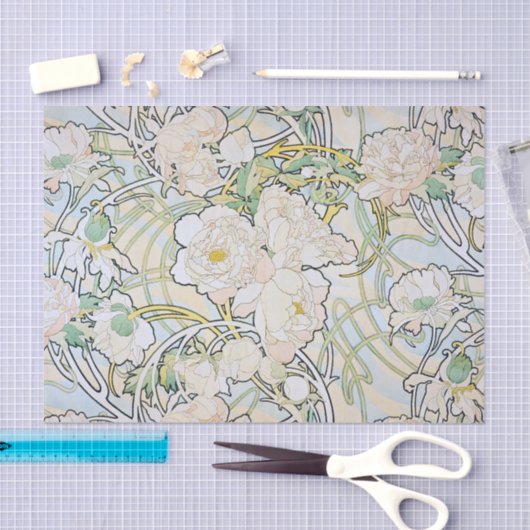Alphonse Mucha Peonies Tissuepapier (Craft)