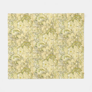 Alphonse Mucha Pioenrozen Art Nouveau Bloempatroon Fleece Deken