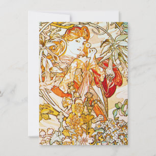 Alphonse Mucha - Pioenrozen Bedankkaart