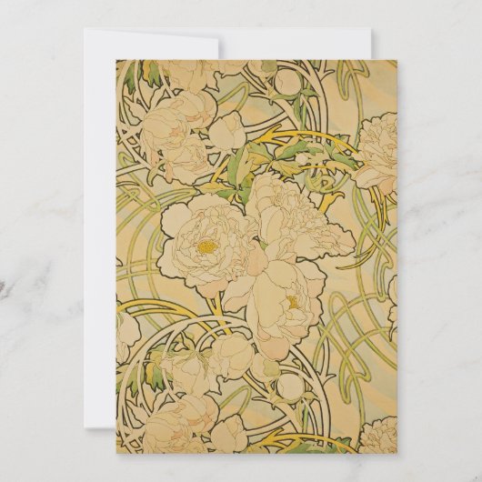 Alphonse Mucha - Pioenrozen Kaart (Voorkant)