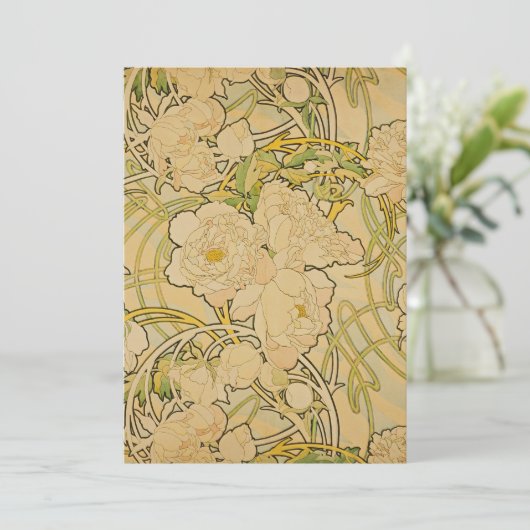 Alphonse Mucha - Pioenrozen Kaart (Staand voorkant)