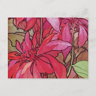 Alphonse Mucha Poinsettias Christmas Postcards Feestdagenkaart
