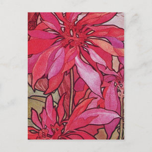 Alphonse Mucha Poinsettias Christmas Postcards Feestdagenkaart