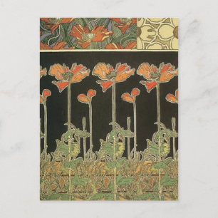 Alphonse Mucha  Popular Art Nouveau Poppies Briefkaart