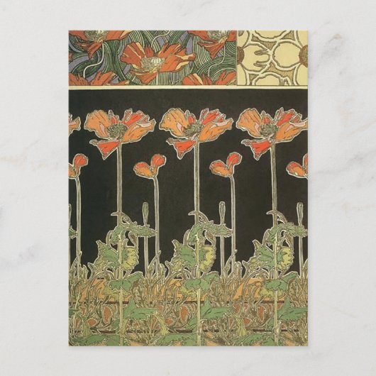 Alphonse Mucha Popular Art Nouveau Poppies Briefkaart (Voorkant)