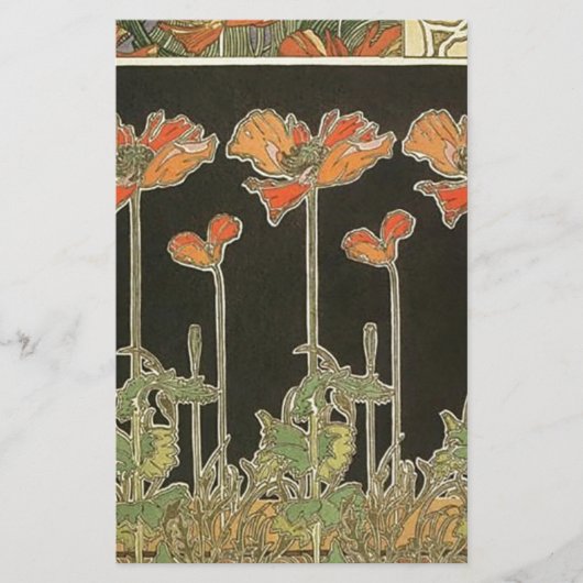 Alphonse Mucha  Popular Art Nouveau Poppies Briefpapier (Voorkant)