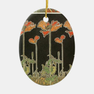 Alphonse Mucha  Popular Art Nouveau Poppies Keramisch Ornament