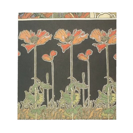 Alphonse Mucha Popular Art Nouveau Poppies Notitieblok (Voorkant)