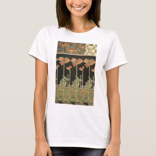 Alphonse Mucha  Popular Art Nouveau Poppies T-shirt (Voorkant)