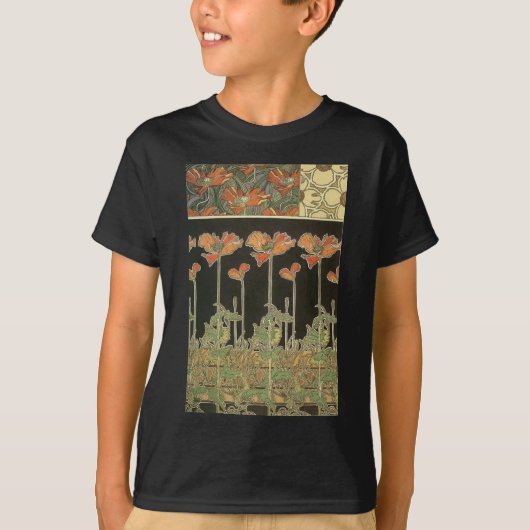 Alphonse Mucha  Popular Art Nouveau Poppies T-shirt (Voorkant)