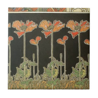 Alphonse Mucha  Popular Art Nouveau Poppies Tegeltje