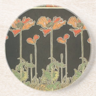 Alphonse Mucha  Popular Art Nouveau Poppies Zandsteen Onderzetter