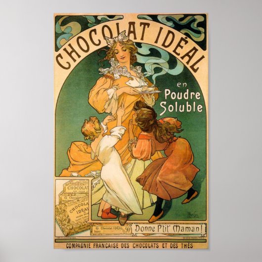 Alphonse Mucha poster chocolade muur decor (Voorkant)