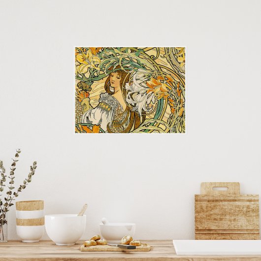 Alphonse Mucha Poster: Taal van bloemen Poster (Keuken)