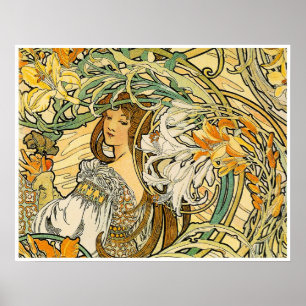 Alphonse Mucha Poster: Taal van bloemen Poster