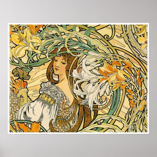 Alphonse Mucha Poster: Taal van bloemen Poster (Voorkant)