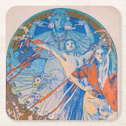 Alphonse Mucha Poster voor Sokol (1926) Kartonnen Onderzetters (Voorkant)