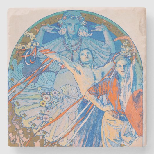 Alphonse Mucha Poster voor Sokol (1926) Stenen Onderzetter (Voorkant)