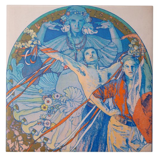 Alphonse Mucha Poster voor Sokol (1926) Tegeltje (Voorkant)