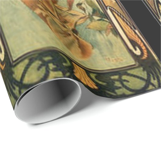 Alphonse Mucha, prachtige dames, Art Deco Cadeaupapier (Rol Hoek)