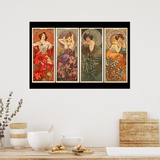 Alphonse Mucha Precious Stones Poster (Keuken)