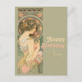 Alphonse Mucha Primrose CC0637 Birthday Briefkaart (Voorkant)