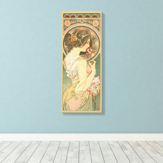 Alphonse Mucha Primrose CC0640 Canvas Afdruk (Insitu (Houten vloer))