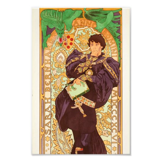 Alphonse Mucha Prince en Dragon Foto Afdruk (Voorkant)