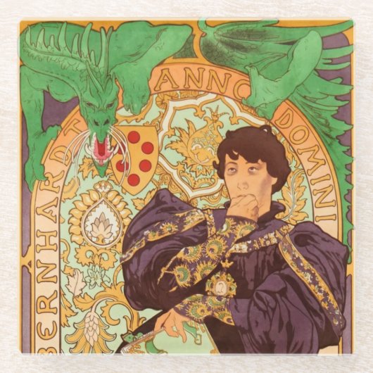 Alphonse Mucha Prince en Dragon Glazen Onderzetter (Voorkant)