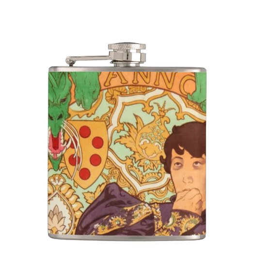 Alphonse Mucha Prince en Dragon Heupfles (Voorkant)