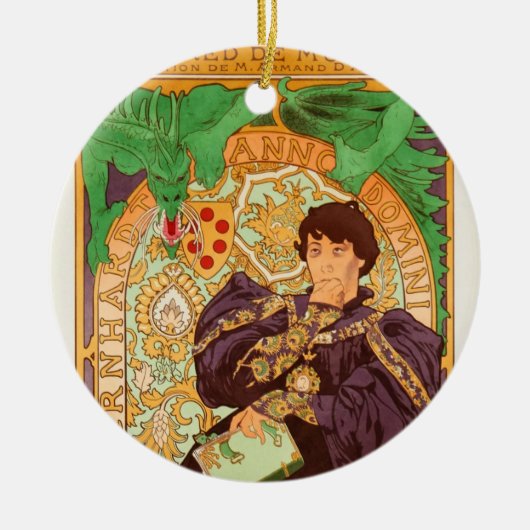 Alphonse Mucha Prince en Dragon Keramisch Ornament (Voorkant)