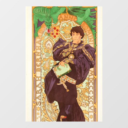 Alphonse Mucha Prince en Dragon Raamsticker (Vel)