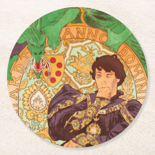 Alphonse Mucha Prince en Dragon Ronde Kartonnen Onderzetter