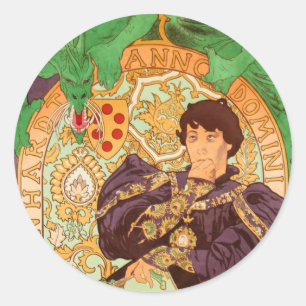 Alphonse Mucha Prince en Dragon Ronde Sticker
