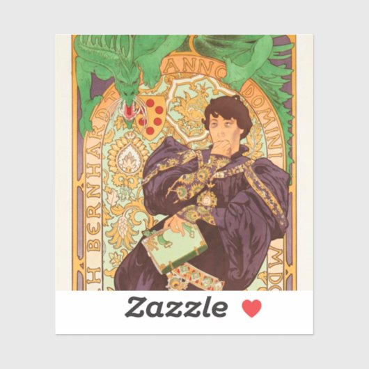 Alphonse Mucha Prince en Dragon Sticker (Vel)