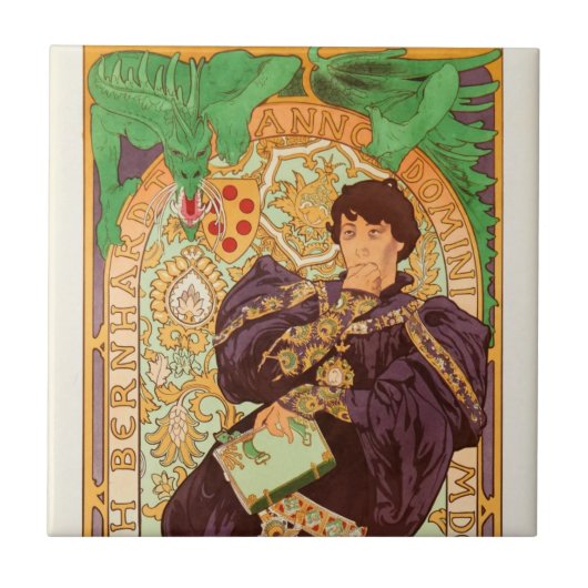 Alphonse Mucha Prince en Dragon Tegeltje (Voorkant)