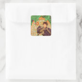 Alphonse Mucha Prince en Dragon Vierkante Sticker (Tas)