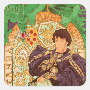 Alphonse Mucha Prince en Dragon Vierkante Sticker
