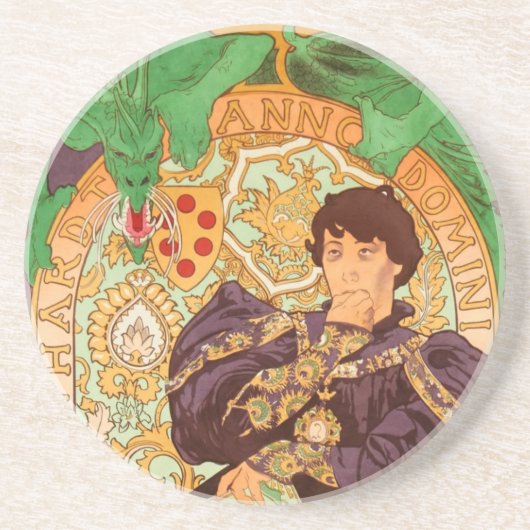 Alphonse Mucha Prince en Dragon Zandsteen Onderzetter (Voorkant)