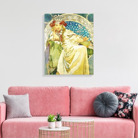 Alphonse Mucha Princess Hyacinth Art Nouveau Canvas Afdruk (Insitu (Woonkamer))