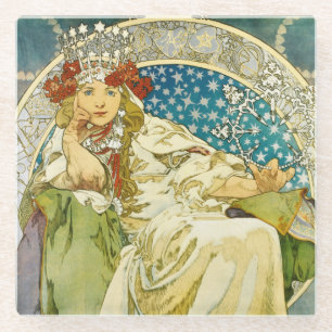 Alphonse Mucha Princess Hyacinth Art Nouveau Glazen Onderzetter