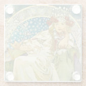 Alphonse Mucha Princess Hyacinth Art Nouveau Glazen Onderzetter (Achterkant)
