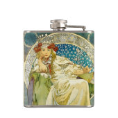 Alphonse Mucha Princess Hyacinth Art Nouveau Heupfles (Achterkant)