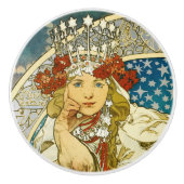 Alphonse Mucha Princess Hyacinth Art Nouveau Keramische Knop (Voorkant)