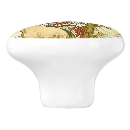 Alphonse Mucha Princess Hyacinth Art Nouveau Keramische Knop (Zijkant)