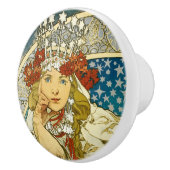 Alphonse Mucha Princess Hyacinth Art Nouveau Keramische Knop (Rechts)