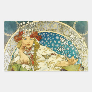 Alphonse Mucha Princess Hyacinth Art Nouveau Rechthoekige Sticker