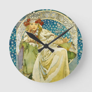 Alphonse Mucha Princess Hyacinth Art Nouveau Ronde Klok