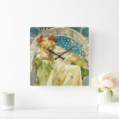 Alphonse Mucha Princess Hyacinth Art Nouveau Vierkante Klok (Huis)